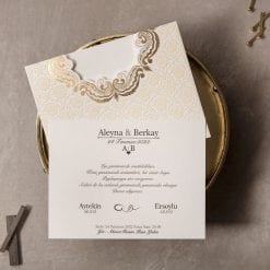 Faire Part Mariage Velours Blanc Nacré