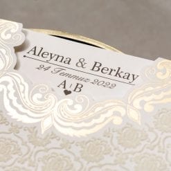 Faire Part Mariage Velours Blanc Nacré