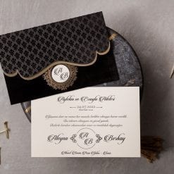 Faire Part Mariage Velours Noir Et Doré