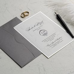 Faire Part Mariage Argenté Enveloppe Grise