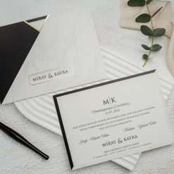 Faire Part Mariage Bi Couleur Finition Dorée