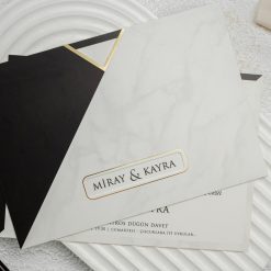 Faire Part Mariage Bi Couleur Finition Dorée