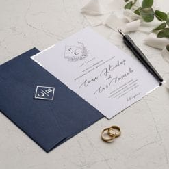 Faire Part Mariage Bleu Marine Avec Initiales