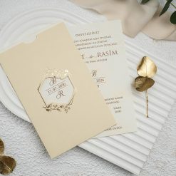 Faire Part Mariage Crème Finition Dorée