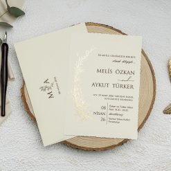 Faire Part Mariage Découpe Naturel Finition Dorée