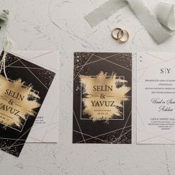 Faire Part Mariage En 2 Parties Doré