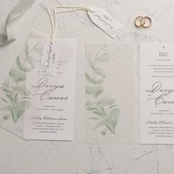 Faire Part Mariage Feuille De Calque Vert Lichen