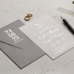 Faire Part Mariage Gris Impression Argentée