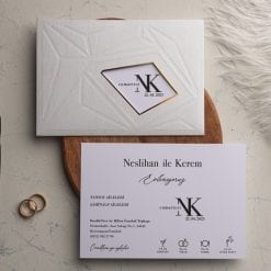 Faire Part Mariage Losange Blanc