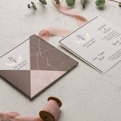 Faire Part Mariage Marbré Rose