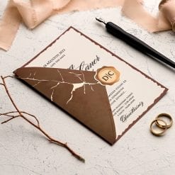 Faire Part Mariage Marron Ouverture Latérale Gauche
