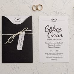 Faire Part Mariage Pochette Noir Avec Ficelle