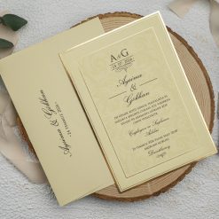 Faire Part Mariage Rectangulaire Doré