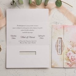 Faire Part Mariage 3 Volets Floral Rose