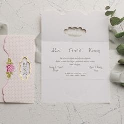 Faire Part Mariage 3 Volets Pointillé Rose