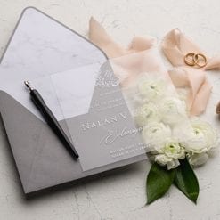 Faire Part Mariage Transparent Enveloppe Grise