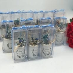 Mini Bougie Mariage Bouquet Floral Finition Bleue