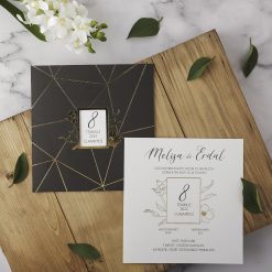 Faire Part Mariage Champetre Noir Finition Doree