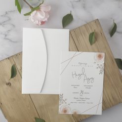 Faire Part Mariage Fleur Rose Avec Enveloppe