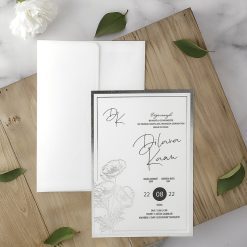 Faire Part Mariage Floral Finition Argentee