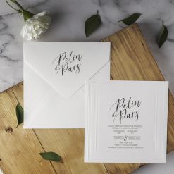 Faire Part Mariage Blanc En Relief