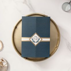 Faire Part Mariage Bleu Vert 3 Volets