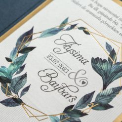 Faire Part Mariage Bleu Vert 3 Volets