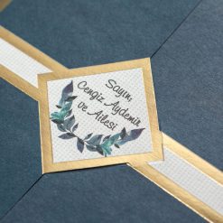 Faire Part Mariage Bleu Vert 3 Volets