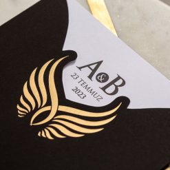 Faire Part Mariage Noir Ailes Dorees