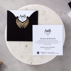 Faire Part Mariage Noir Ailes Dorees