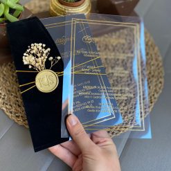 Faire Part Mariage Velours Transparent Fleurs séchées