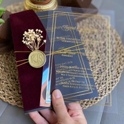Faire Part Mariage Velours Transparent Fleurs séchées