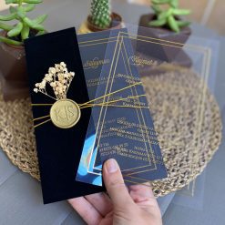 Faire Part Mariage Velours Transparent Fleurs séchées