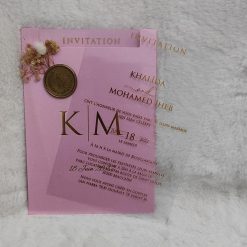 Faire Part Mariage Acrylique Avec Sceau Fleurs Sechees