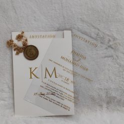 Faire Part Mariage Acrylique Avec Sceau Fleurs Sechees