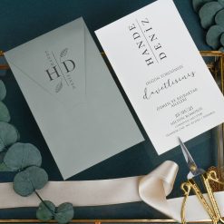 Faire Part Mariage Chic Enveloppe Verticale Verte