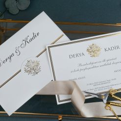 Faire Part Mariage Doré dans un Jardin