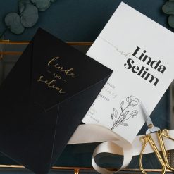 Faire Part Mariage Élégance Florale Noir