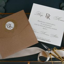 Faire Part Mariage Kraft Ornement Doré