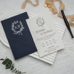 Faire Part Mariage Marbré Enveloppe Bleue