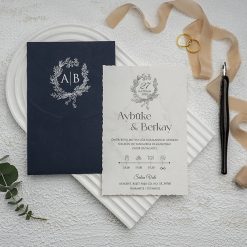 Faire Part Mariage Marbré Enveloppe Bleue
