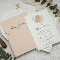 Faire Part Mariage Saumon Chic Avec Sceau