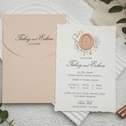 Faire Part Mariage Saumon Chic Avec Sceau
