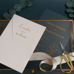 Faire Part Mariage Transparent Floral Élégant Beige