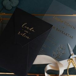 Faire Part Mariage Transparent Floral Élégant Noir