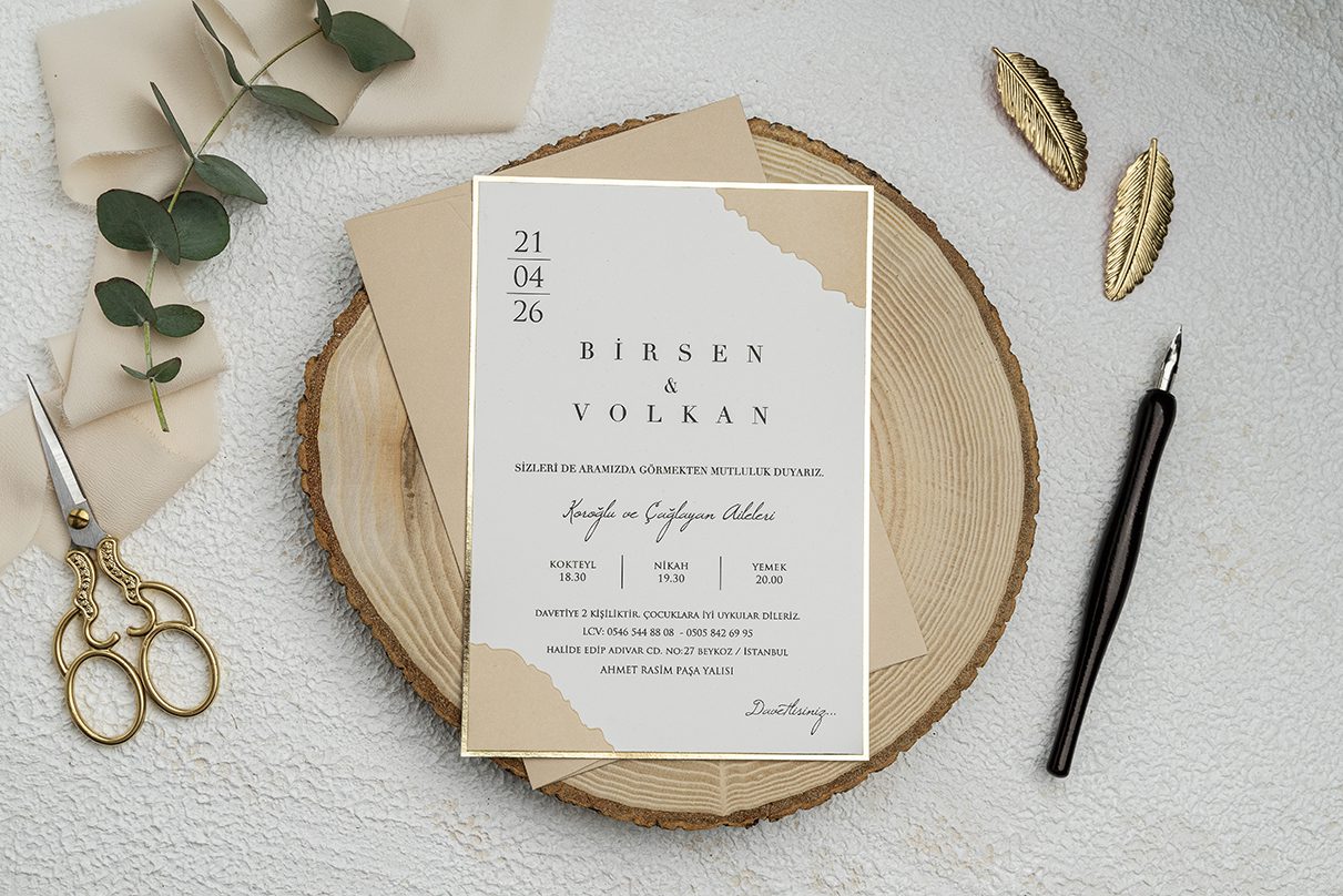 Faire Part Mariage Beige Claire Envol