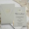 Faire Part Mariage Gris Doré Épuré