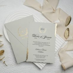 Faire Part Mariage Gris Doré Épuré