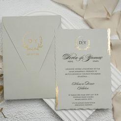 Faire Part Mariage Gris Doré Épuré