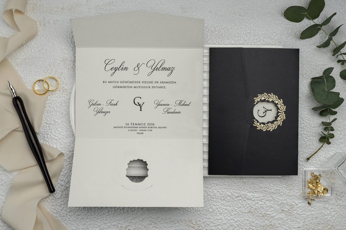 Faire Part Mariage Laurier Doré